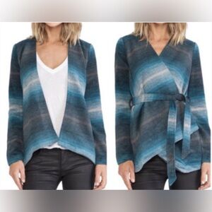Jack by BB Dakota Jacket Womens Size S Waterfall Tie Front Teal Blue Aztec Lined